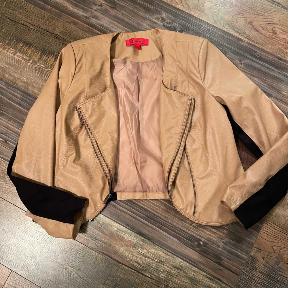 Belle gray tan and black leather jacket size S